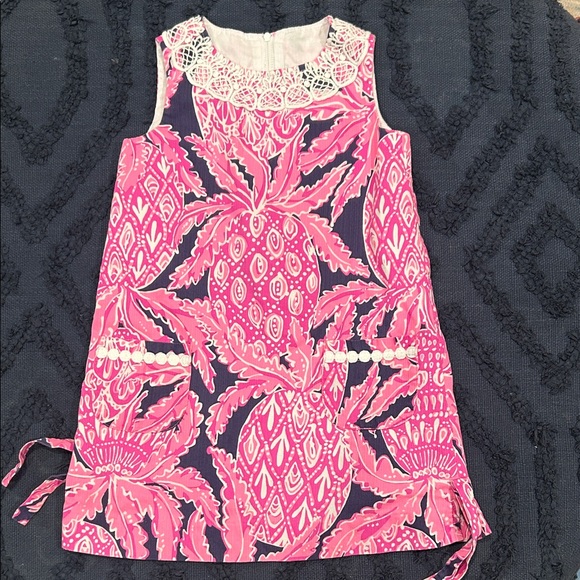 Lilly Pulitzer Other - Lilly Pulitzer Pink and Navy Pineapple Print Girls Dress